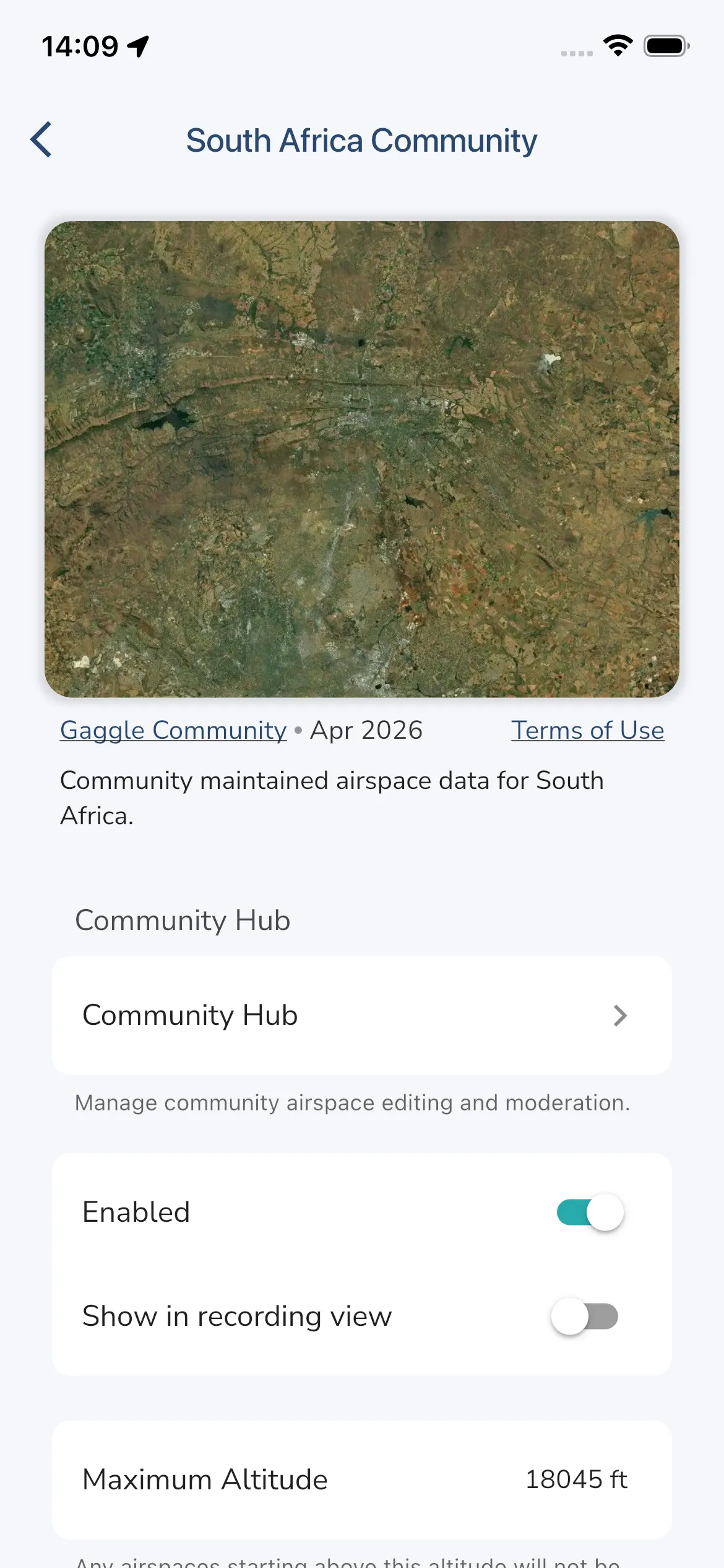 Airspace Configure Screen