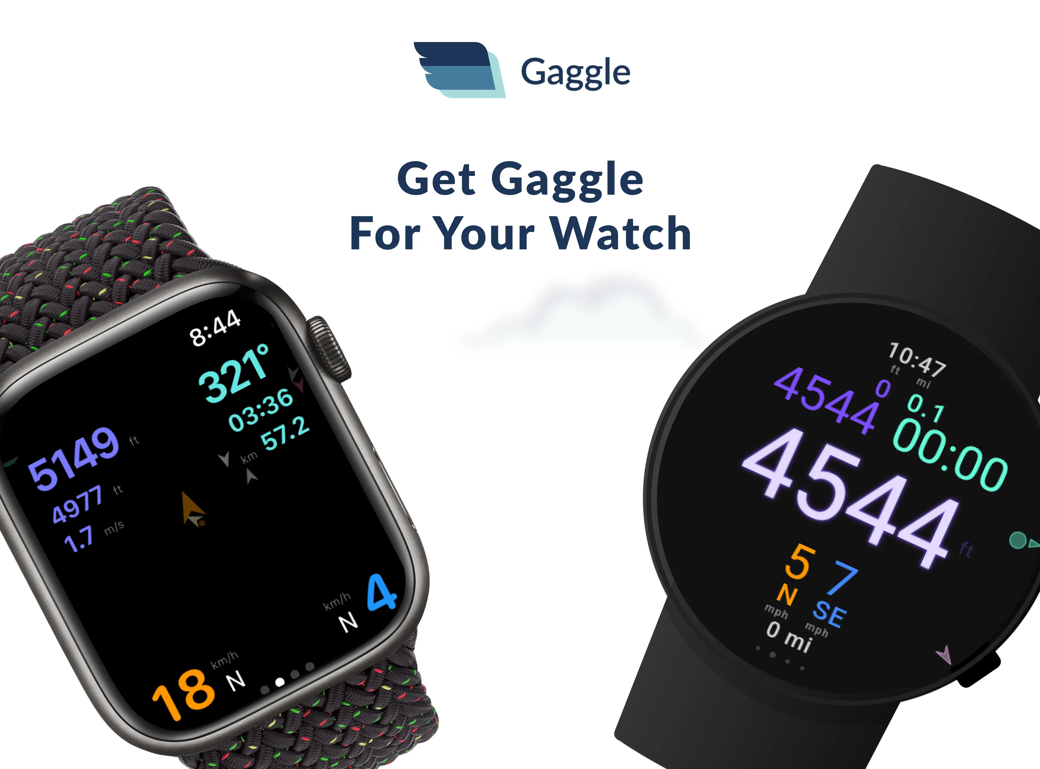 A smartwatch showing flight instruments