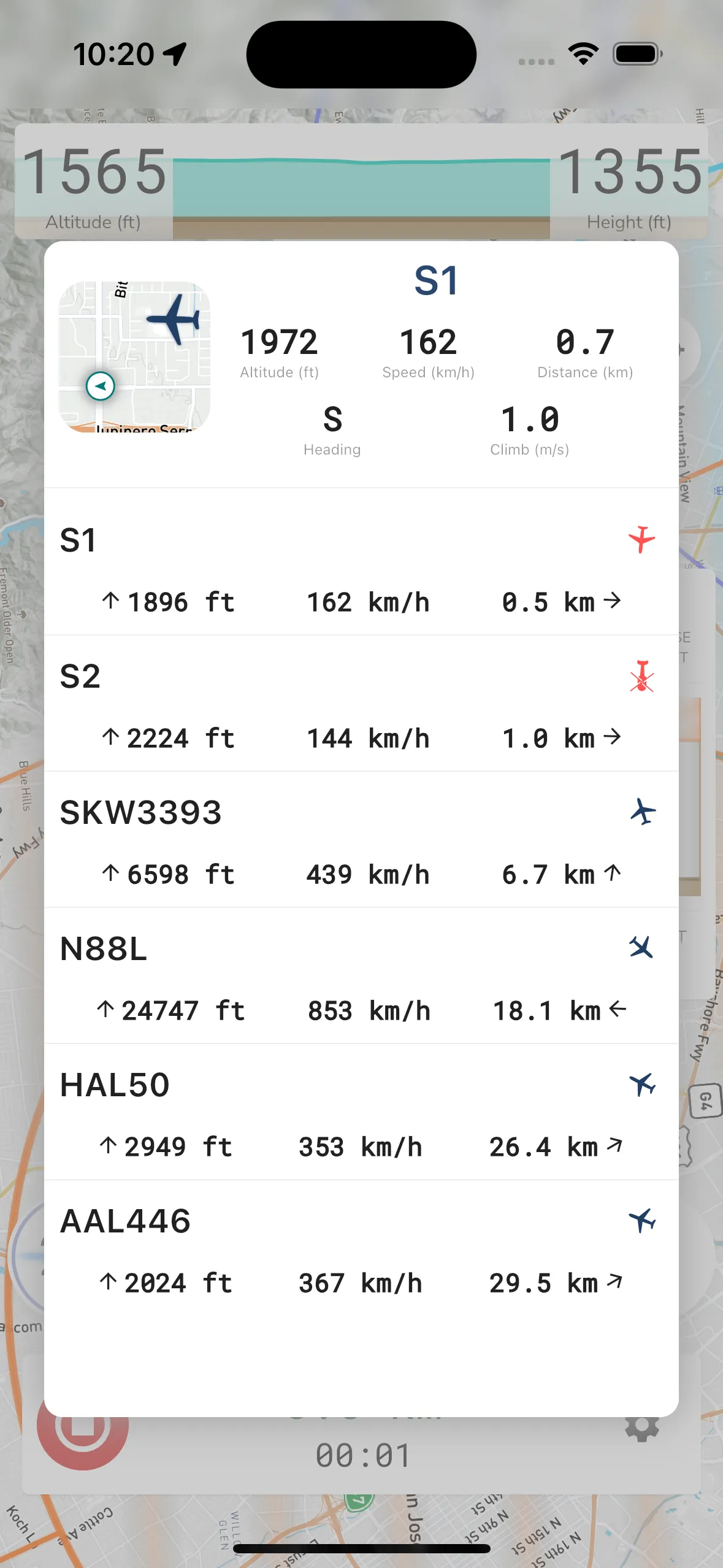 Live air traffic settings